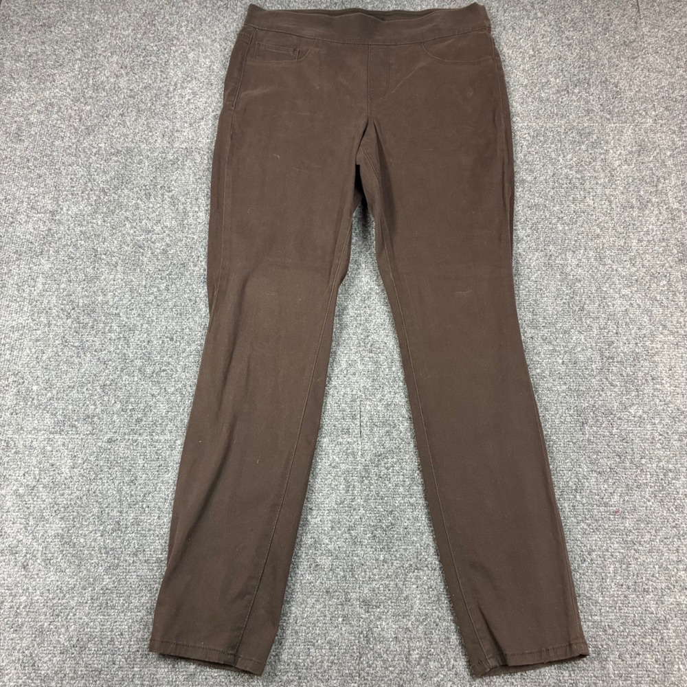 Nine West Jeans Brown Pull On Skinny Pants Size 8 Elastic Waist Stretch Trousers